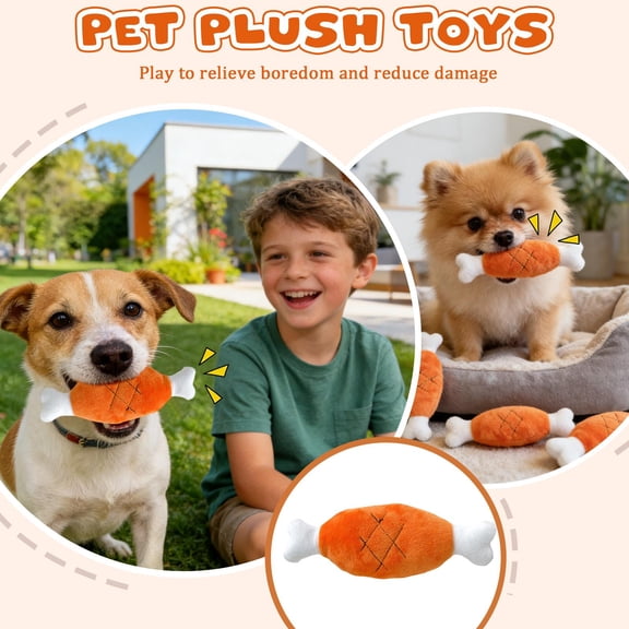 Dog Chew Bone, Dog Bone Toy, Indestructible Squeaky Dog Toy, Stuffed Chicken, Chicken Plush, Plush Toy, Chew Proof Dog Toy, Soft Play, 12 In, 1 Pc