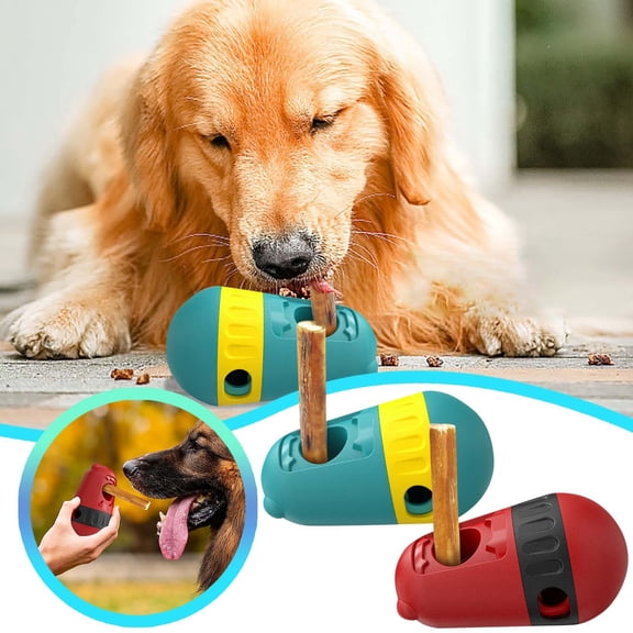 Dog Chew Holder Indestructible Toy Slow Feeder Food Feeding Stick Iq Training Aggressive Chewers Interactive Play Enrichment Red 15.5x8.8x8.8 cm