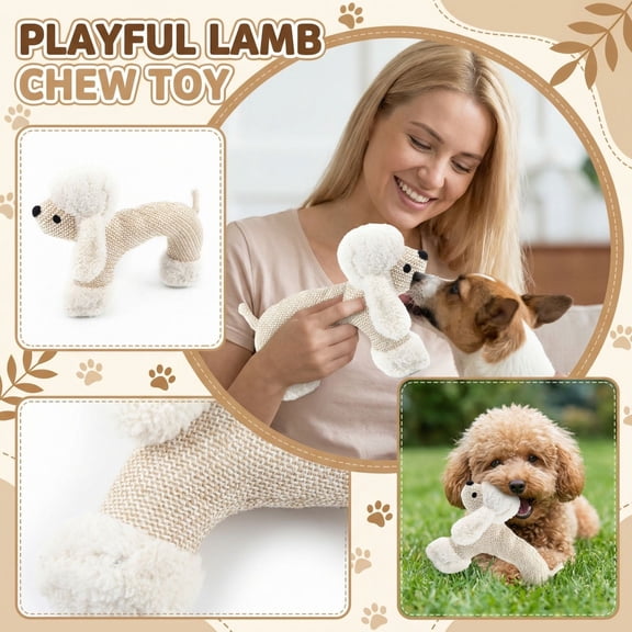 Dog Chew Toy, 9.8" Squeaky Plush Interactive Pet Toy with Cotton Rope, Dog Stuffed Animal Toy for Small Medium Large Dogs, B