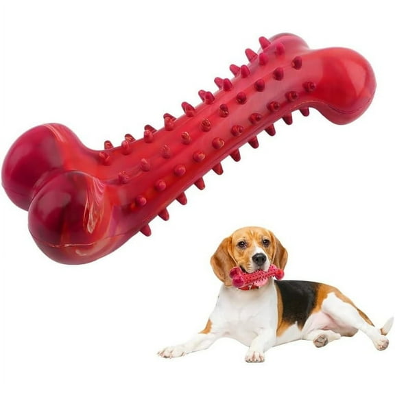 Dog Chew Toy for Aggressive Chewers, Tough Natural Rubber Bone with Irresistible Beef Flavor, Long-Lasting Teeth Cleaning & Reduce Boredom, Durable Dog Dental Toy for Small Medium Large Breeds