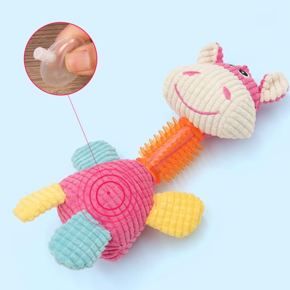 Dog Chew Toy Cartoon Giraffe Elephant Cow Milk Shape Pet Toy with Built-in Sound Teeth Cleaning Boredom Relief Interactive Dog Toy-Cow