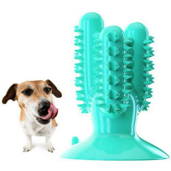 Dog Chew Toy Cleaning Teeth Pet Oral Care Dogs Rubber Cactus Shape Fun Toy - Blue