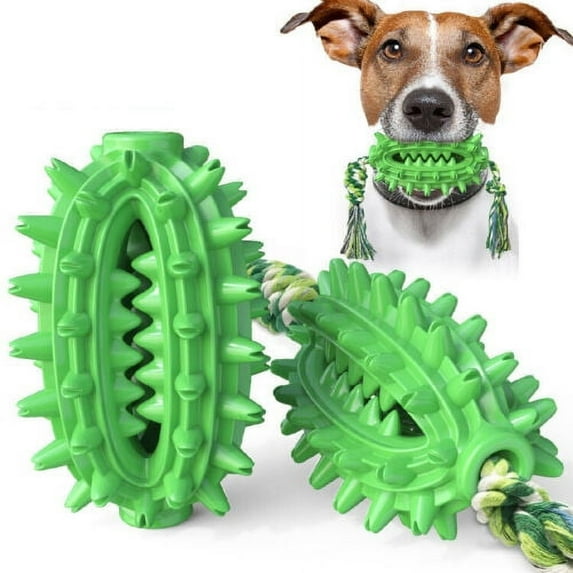 Dog Chew Toy Cleaning Teeth Pet Oral Care Dogs Rubber Cactus Shape Fun Toy - Green