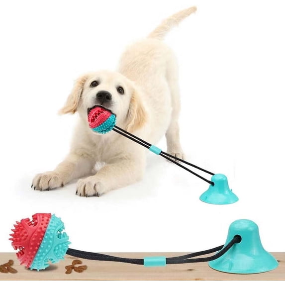 Dog Chew Toy - Dog Puzzle Treat Food Dispensing Ball Toys - Fixed Chew Toys for Aggressive Chewers