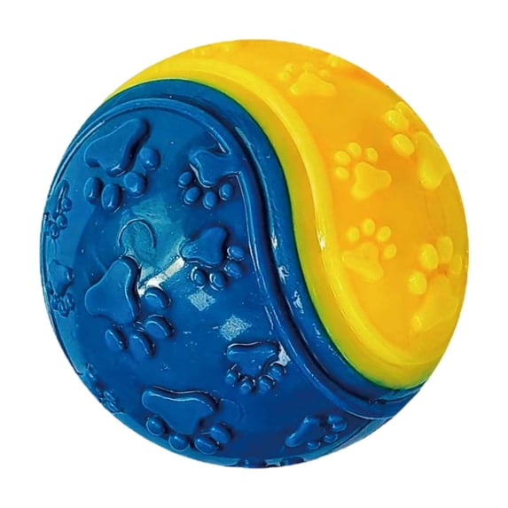 Dog Chew Toy, Durable Bite Resistant Ball For Aggressive Chewers, 1Pc Yellow & Blue Interactive Pet Teething Toy