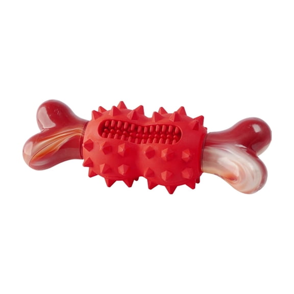 Dog Chew Toy - Durable Bone - Shaped For Teeth Cleaning, Red With Textured Surface, For Small Medium Dogs, Indoor Outdoor Play, Interactive Pet Toy