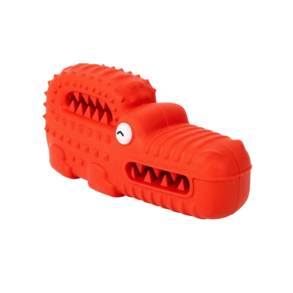 Dog Chew Toy, Durable Rubber Alligator Shaped Red Slow Feeder Enrichment Toy, 1 Pack Suitable for Medium Large Aggressive Chewers, for Teeth Cleaning Boredom Relief IQ Training and Interactive Play