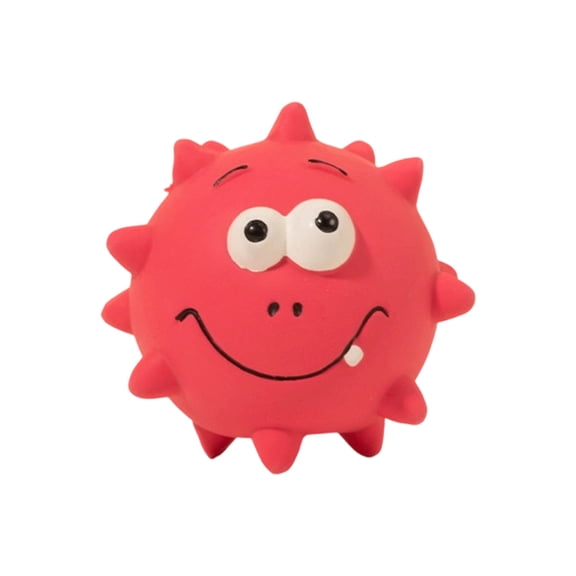 Dog Chew Toy, Interactive Dog Ball, Small Dog ToysforSmall Breed, Dog Teeth Care, 3inLatex Spiked, Smiling Face Design, Coral Pink, 1 Pc