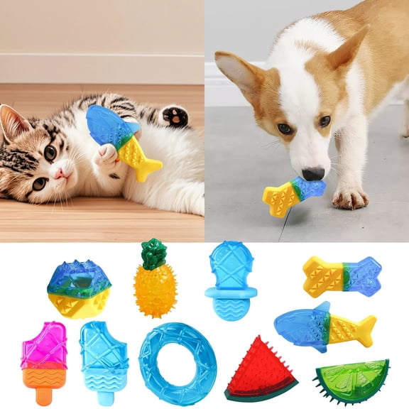 Dog Chew Toy Popsicles Shape Grinding Fetching Retrieving Training Toy for Small Dogs Bite-Resistant, Dog Cooling Chew Toys, Frozen Teething Toy for Puppies, Summer Interactive Squeaky Toys