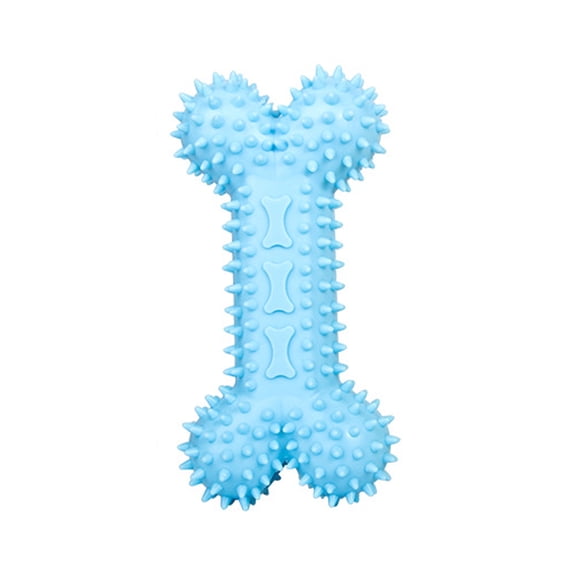 Dog Chew Toy Spikey Bone (Small, Blue，14.5cm) - Durable Rubber Toy for Small & Medium-Sized Dogs (1 Piece)