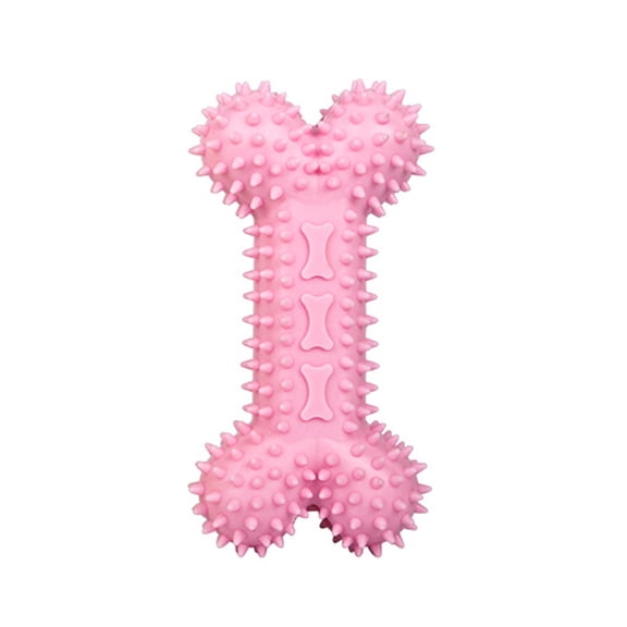 Dog Chew Toy Spikey Bone (Small, Pink,14.5cm) - Durable Rubber Toy for Small & Medium-Sized Dogs (1 Piece)