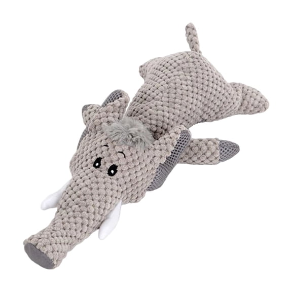 Dog Chew Toy, Squeaky Durable Bite Resistant, 1 Pack Gray Woven Plush Elephant Shaped, for Small Medium Large Dogs Teeth Cleaning Interactive Play Indoor Outdoor
