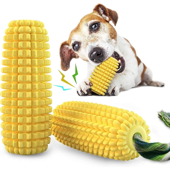 Dog Chew Toys for Aggressive Chewers, Indestructible Tough Durable Squeaky Interactive Dog Toys, Puppy Teeth Chew Corn Stick Toy for Small Meduium Large Breed