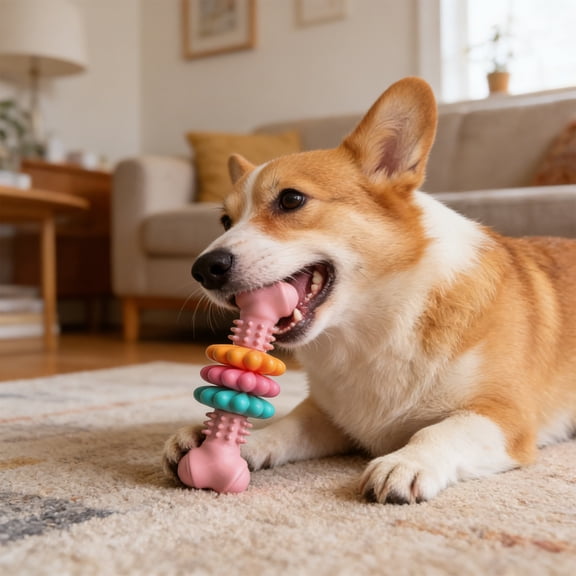 Dog Chew Toys,Dog Chew Bones,Puppy Teething Toy, Durable Chew Toy for Small Dogs, Interactive Bone Toy to Keep Puppies Busy, Teeth Cleaning Dog Toy for Small Breeds(Pink)