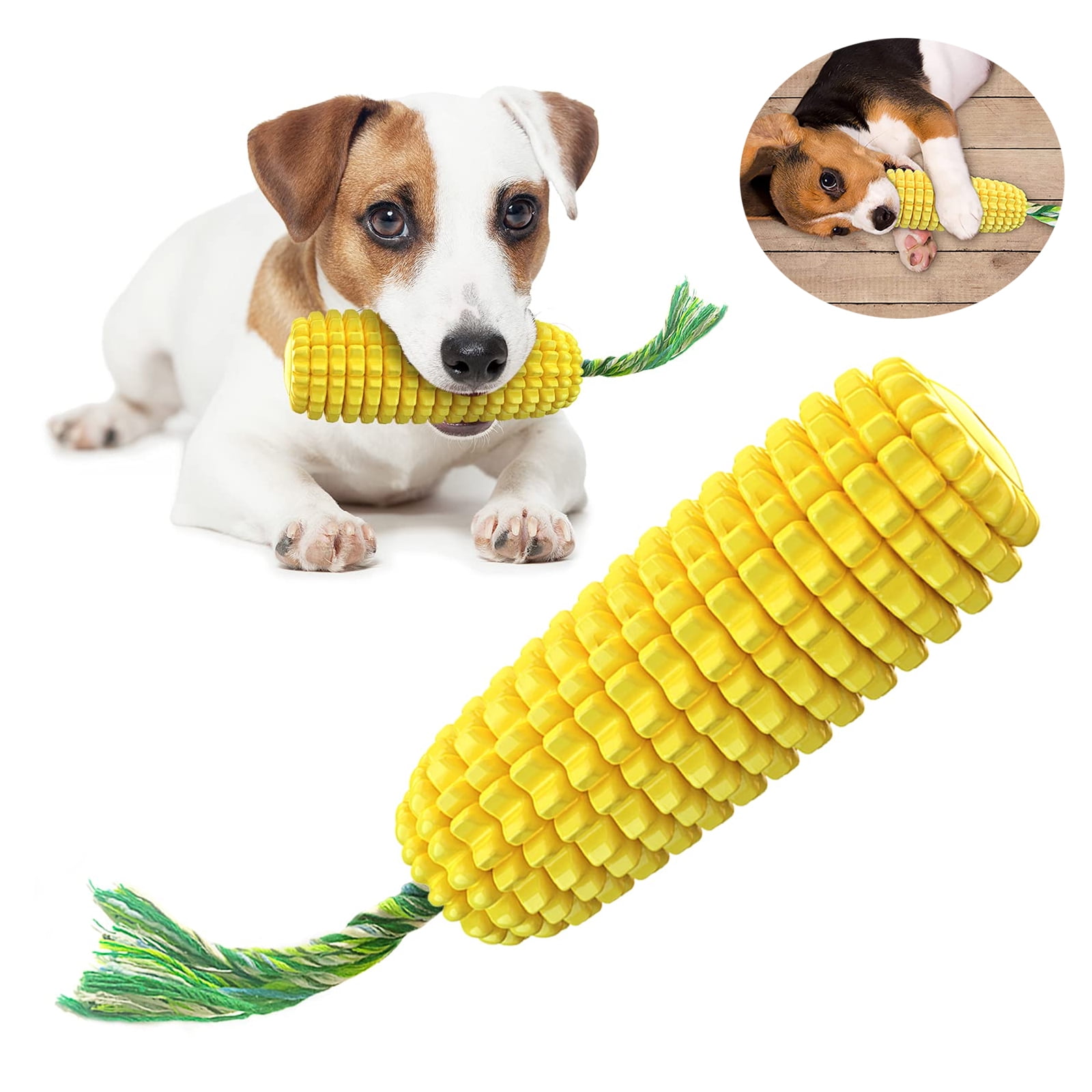 Dog Chew Toys, Interactive Corn Toys,Puppy Toothbrush for Cleaning Teeth,Dog Squeak/NonSqueak