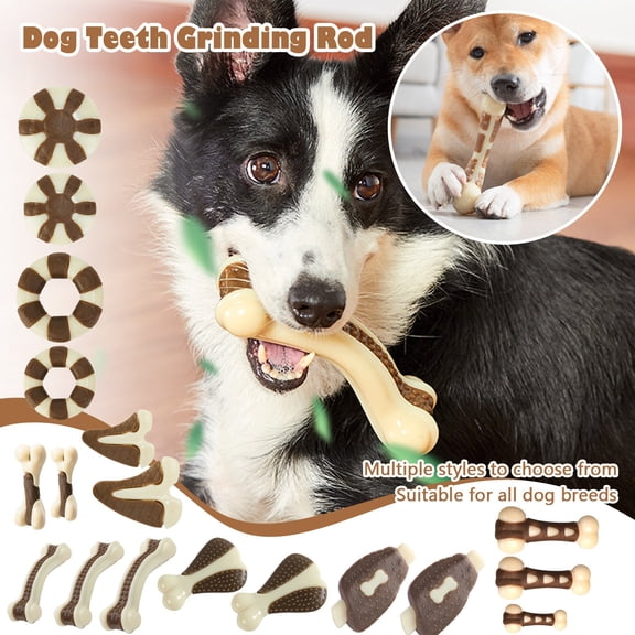 Dog Chew Toys, Natural Cowhide Dog Toys for Aggressive Chewers - Long Lasting Dental Rawhide Bones for Medium & Large Dogs, Chew Resistant Pet Teeth Cleaning Toys (1-Pack)