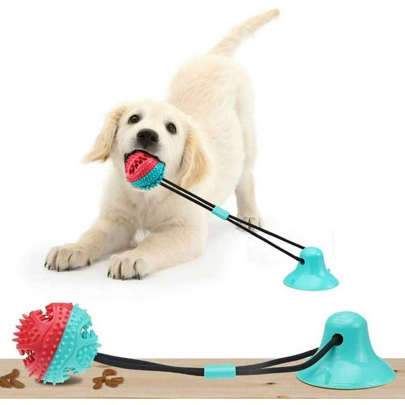 Dog Chew Toys Suction Cup Tug of War Toy Multifunction Interactive Pet Aggressive Chewers Toothbrush Dog Toys Ball with Teeth Cleaning for Small Large Dogs