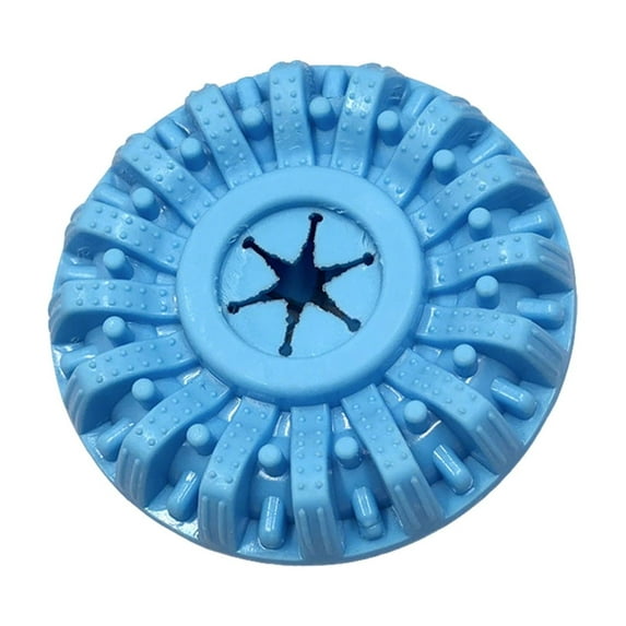Dog Chew Toys Tire Shape Dispenser for Aggressive Chewers, Rubber Teeth Cleaning Toy, Interactive Food Dispensing Puzzle for Large Dogs, Blue