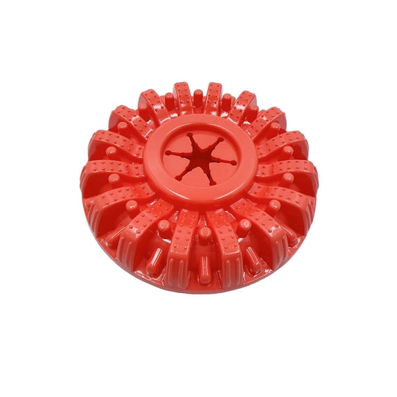 Dog Chew Toys Tire Shape Dispenser for Aggressive Chewers, Rubber Teeth Cleaning Toy, Interactive Food Dispensing Puzzle for Large Dogs, Red, 1pcs