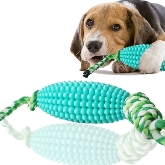 Likaty Flavored Rubber Interactive Dental Rope Dog Chew Toy, Multi-Textured, Blue
