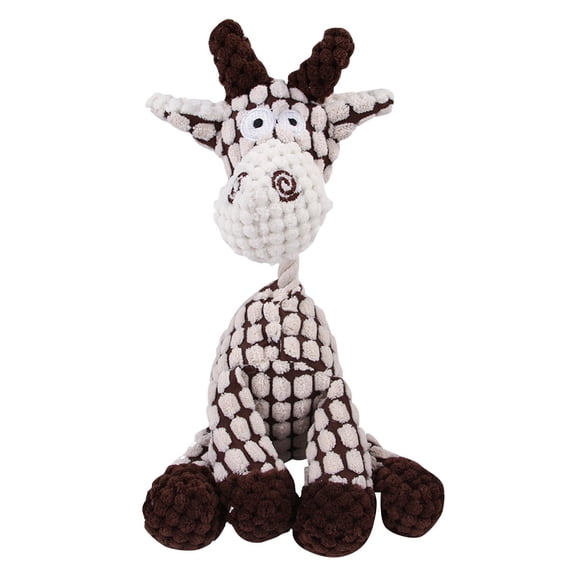 Dog Chew Toys for Small Dogs, Interactive Stuffed Giraffe Plush Dog Toys for Puppy Oral, Durable White and Brown Pet Chew Toys