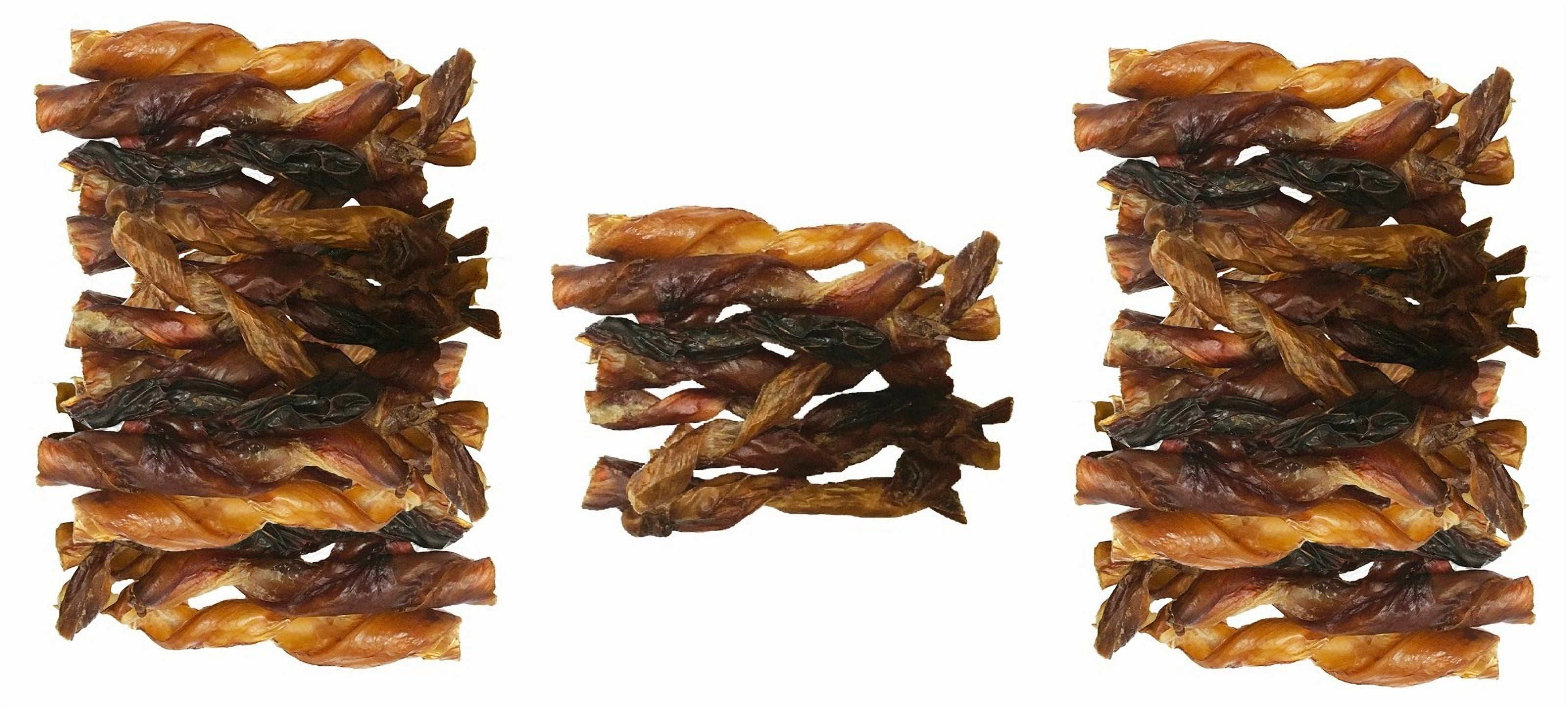 Dog Chew Treats Roasted Beef Bully Skin Twist Treats Healthy Training Dental Aid (50 Twists)