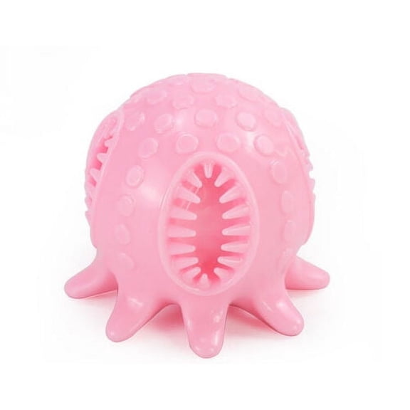 Dog Chewey Squeaky Toy Interactive Ball Octopus Shaped Ball Tooth Cleaning Toy - Pink