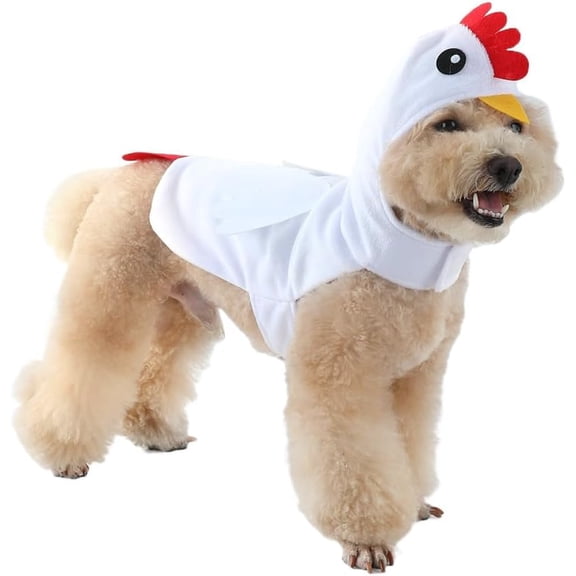 Dog Chicken Costume Soft Crystal Fleece Pet Hoodie,Adjustable Wrap Puppy Transformation Outfit for Small Medium Dogs, Halloween Party Cosplay Clothes