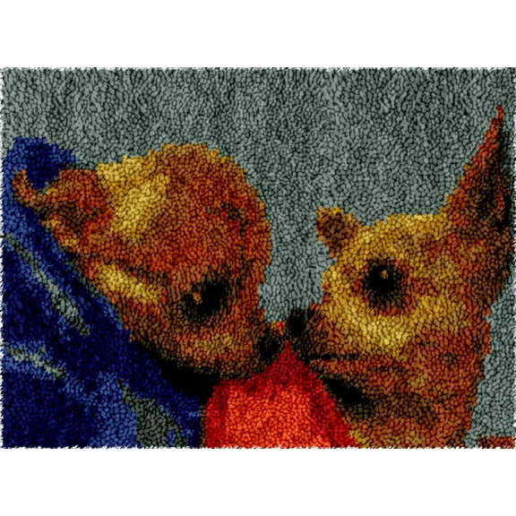 Dog Chihuahua Latch Hook kits Rug Printed Canvas Handmade Carpet Crochet Yarn Embroidery Needlework Hook Latch Kit Tapestry Rug Cover Christmas Home Decoration 52x38cm