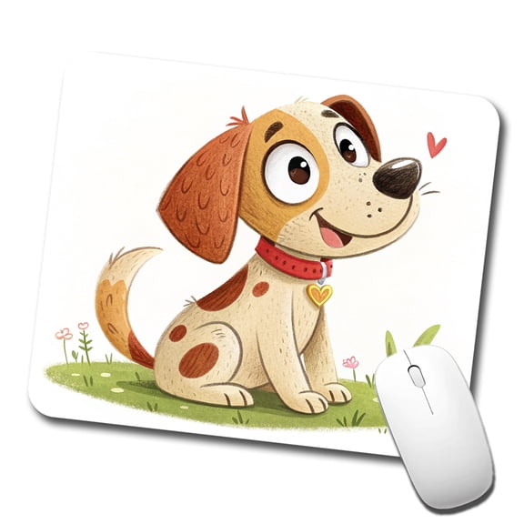 Dog Children's Illustration Style Mouse Pad Low Profile Gaming Mat