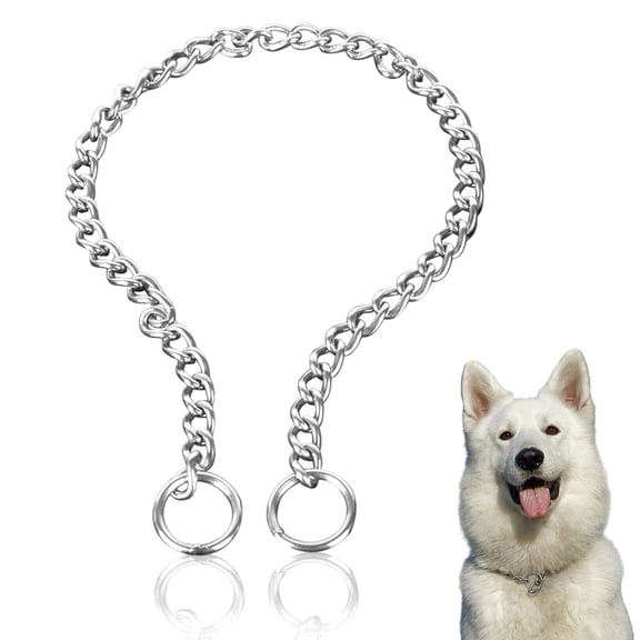 Dog Choke Chain, Metal Choke Chain for Dogs, Dog Chain Collar, Adjustable Silver Metal Necklace, Suitable for Small, Medium, and Large Dogs