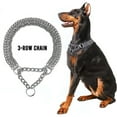 thumbnail image 1 of Dog Choker Collar No Pull Dog Collar Martingale Collar Seamless Die-Casting Three Row Chain Dog Collar for Dogs Training Walking (Silver,M(55cm x 2.5mm)3 row), 1 of 7