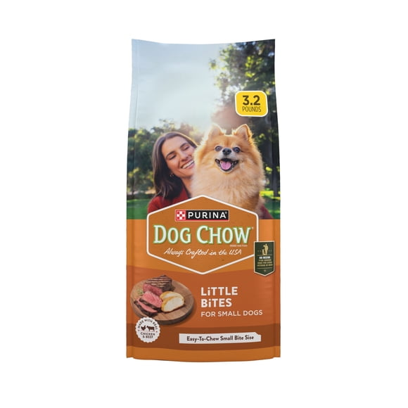 Purina Dog Chow Little Bites With Real Chicken And Beef Dry Dog Food Small Breed Recipe, 3.2 lb.