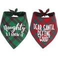thumbnail image 1 of Dog Christmas Bandanas Plaid Reversible Triangle Bibs Scarf Accessories for Dogs Cats, 1 of 5