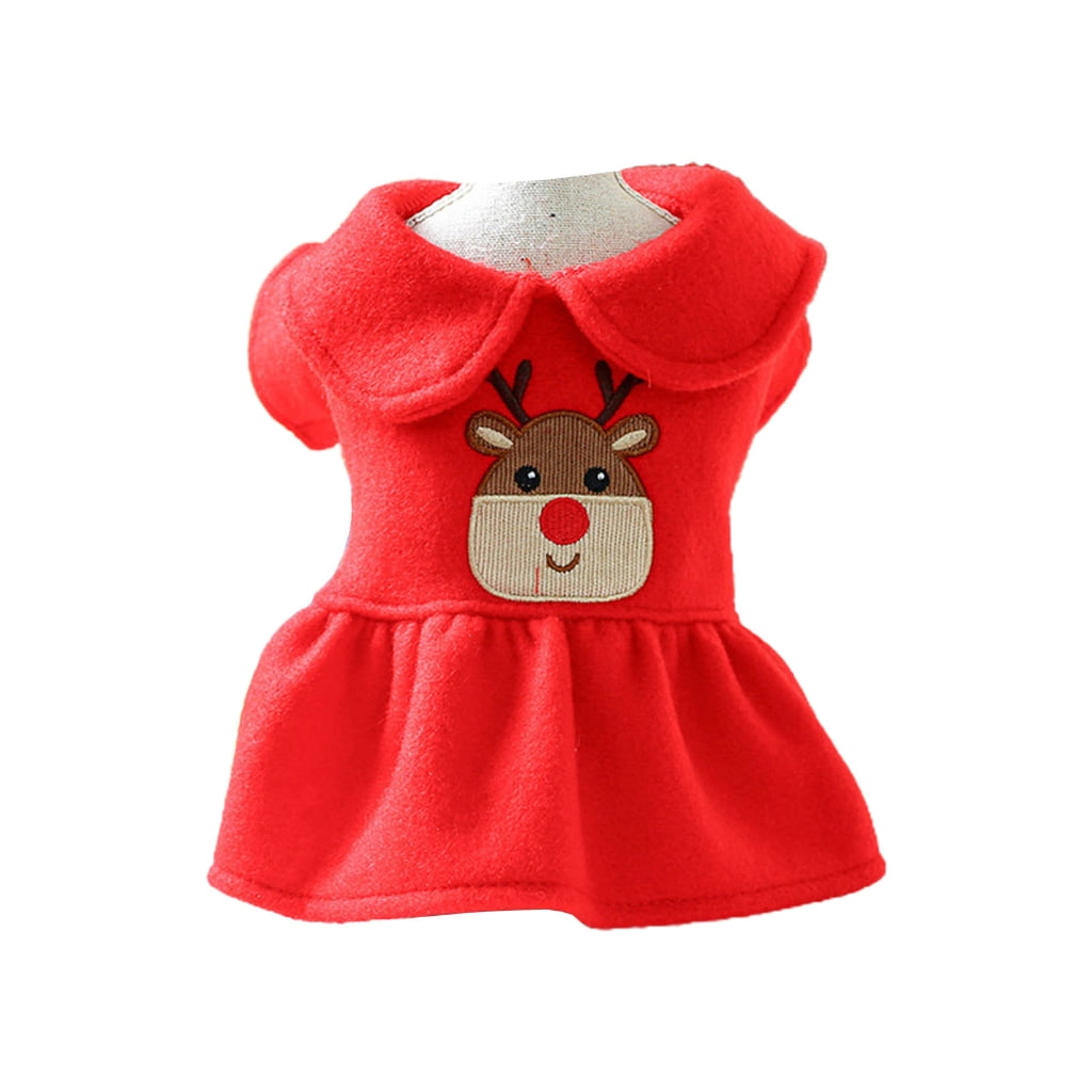 Dog Christmas Clothes Elk Pattern Christmas Theme Dress for Boy or Girl