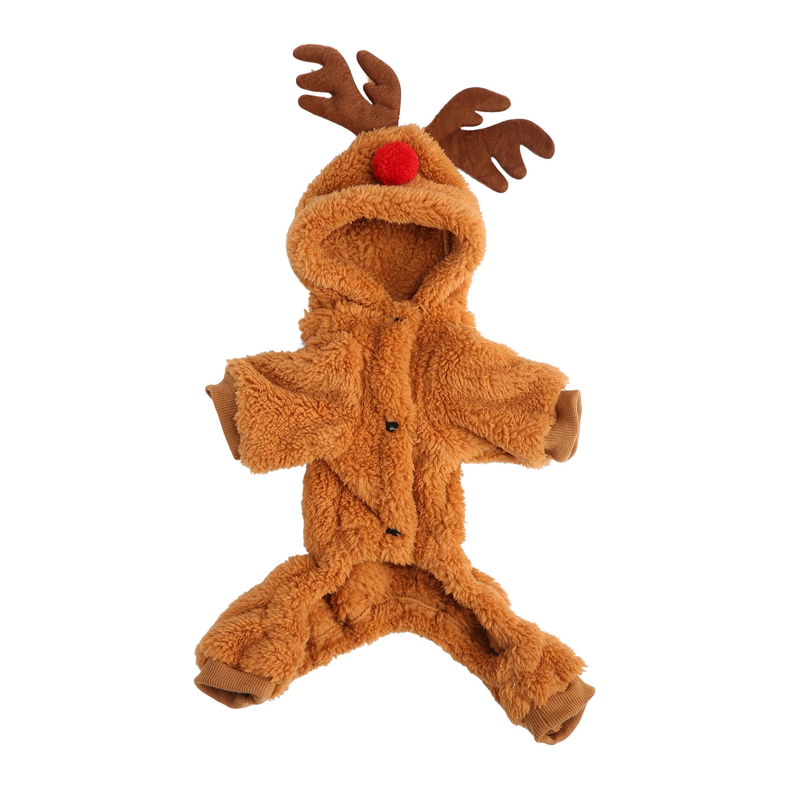 Dog Christmas Costume, Reindeer Dog Hoodie Button Closure 4 Sleeve