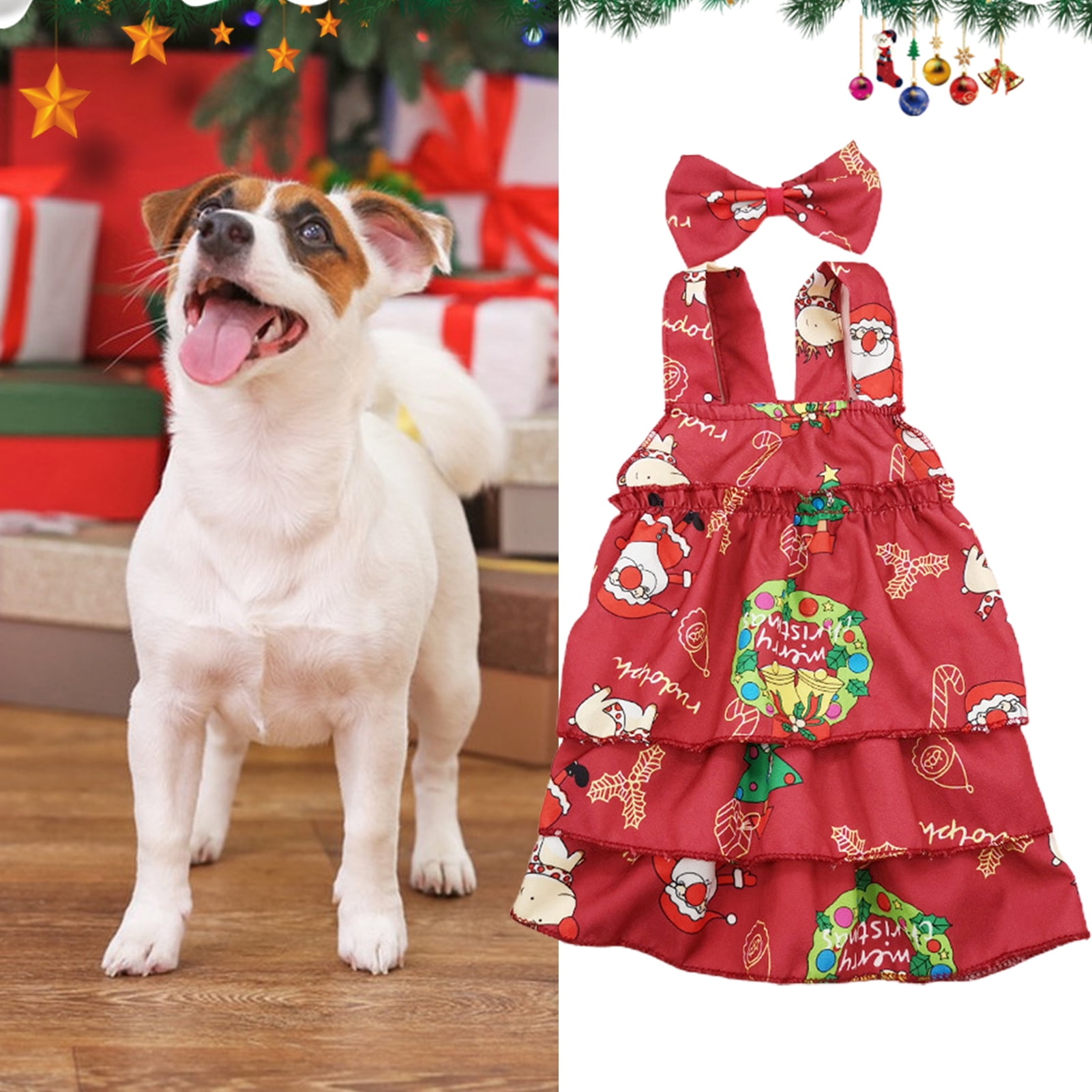Dog Christmas Dress Dog Christmas Costumes Girl Santa Claus
