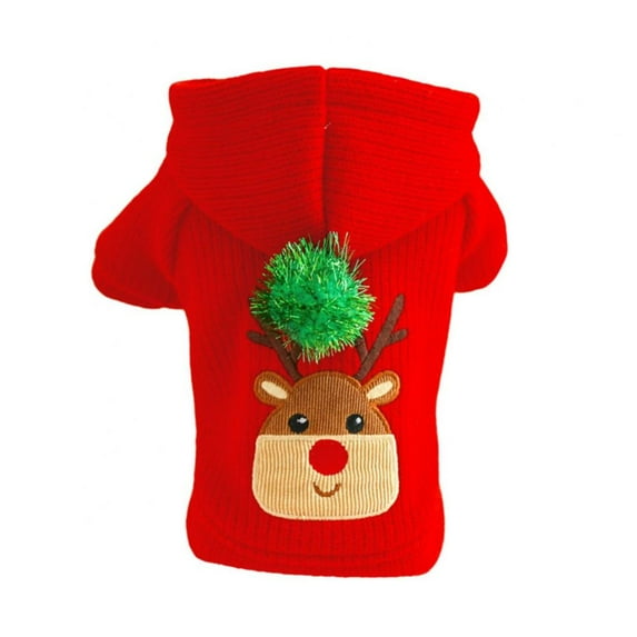 Dog Christmas Dresses and Hoodie for Small Dogs and Puppies, Girl Dog Dress Sweater Elk Holiday Party Clothes Warm Cotton Skirt