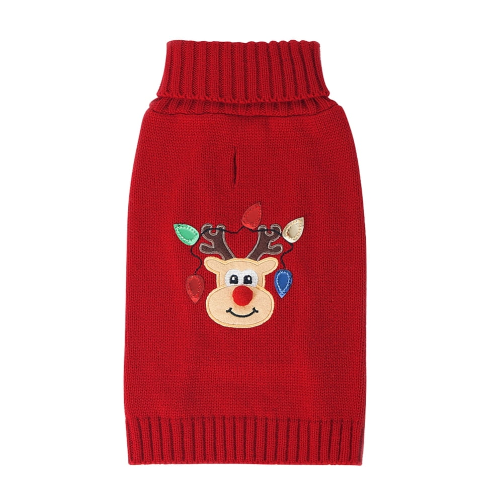Dog Christmas Jumper Outfits Cute Elk Pattern Xmas Pet Sweater Puppy