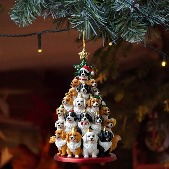Dog Christmas Ornament,Stacked Dog Ornament for Christmas Tree,Shatterproof Resin Nesting Decorations,Colorful Cartoon Holiday Home Decor,Perfect for Xmas Tree,Party & Wedding Decor