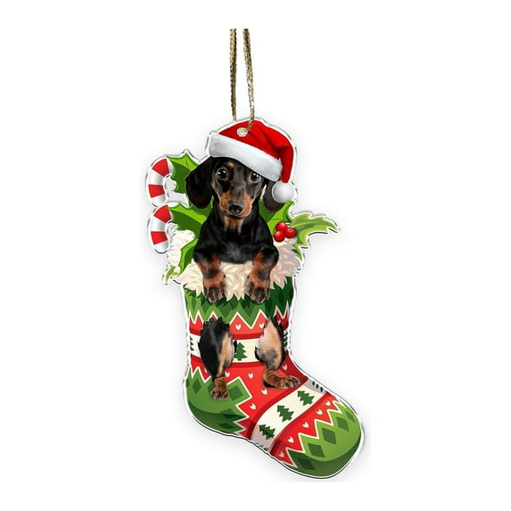 Dog Christmas Ornaments Dog Christmas Tree Ornament Sock Acrylic Ornament Tree Hanging Tree Topper Dog Ornament 2025 for Decoration/ Mixed-Color Dachshund