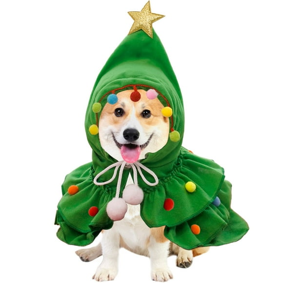 Dog Christmas Outfit Costume Cat Cloak Puppy Clothes Kitten Cape Xmas Tree Costumes for Small Dogs Pet Santa Gifts