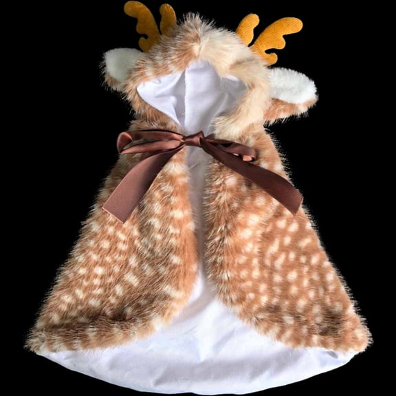 Dog Christmas Outfit, Cute Reindeer Dog Cloak, Winter Soft Warm Dogs Coat, Christmas Pet Clothes Cosplay Costume , Xmas Holiday Outfit for Small Medium Dogs Cats(S)