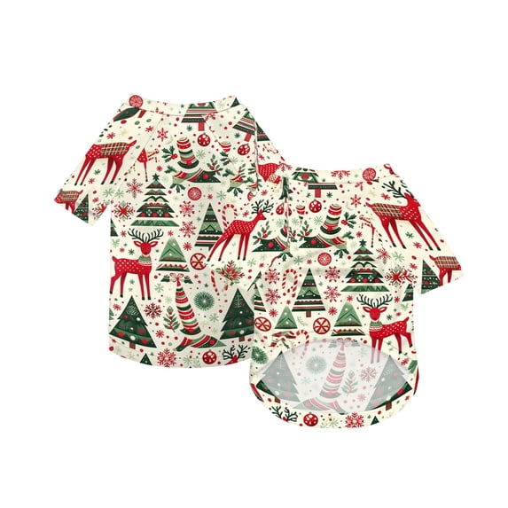 Dog Christmas Outfit with Festive Holiday Print and Breathable Mesh Netting, Lightweight Dog Shirt for Small Dogs Daily Wear and Summer Party Events, Cheerful Christmas Gift Pet