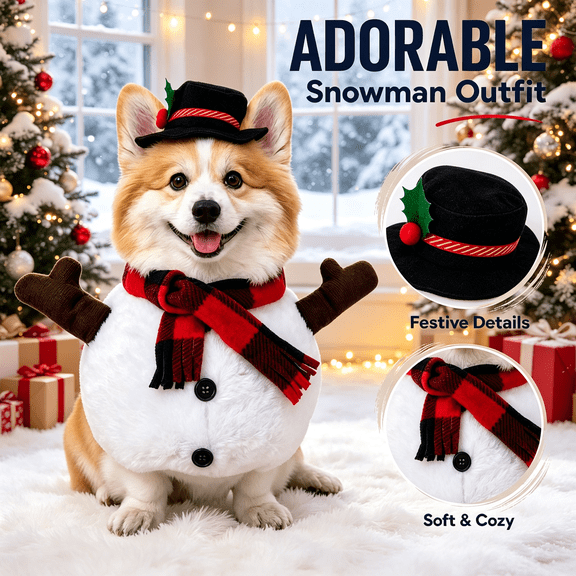 Dog Christmas Outfit Funny Snowman Dog Costume,Funny Cosplay for Puppy Small Dogs for Winter Christmas Party Cosplay Winter Coat Coat Costume