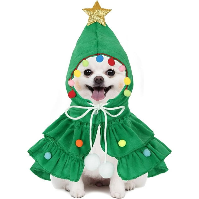 Dog Christmas Outfit Grinch Costume Elf Cat Cloak Puppy Clothes Kitten ...