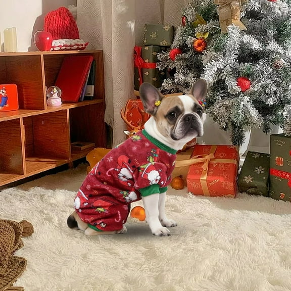 Dog Christmas Pajamas, Small Dogs Christmas Outfit Soft Warm Pet Clothes Soft Puppy_Onesies_Pjs Dog Pajamas Pet Coat Cat Apparel Comfy Doggie Jumpsuit Christmas Gifts(#H02,M)