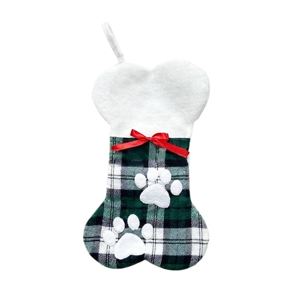 Dog Christmas Stocking - Bone Shape Embroidered Initials Dog Cat Stocking with Christmas Stocking Holder, Personalized Holiday Decor Gift for Pets Family