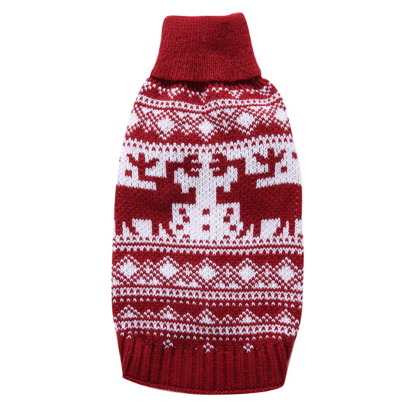 Dog Christmas Sweaters Pet Winter Knitwear Xmas Clothes Classic Warm Coats Snowflake Sweater for Kitty Puppy Cat-Middle - red