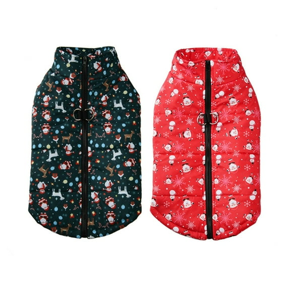 Dog Christmas Winter Jacket, Pet Dog Winter Warm Snow Padded Ski Suit Cold Weather Water proof Harness Clothes